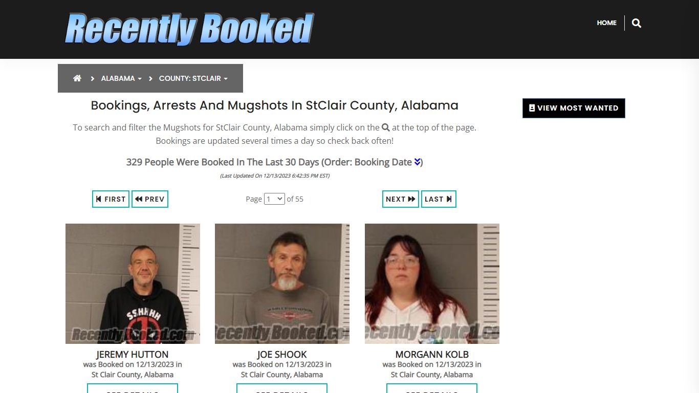 Recent bookings, Arrests, Mugshots in StClair County, Alabama